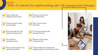 Table Of Contents For Implementing Sales Risk Management Strategies