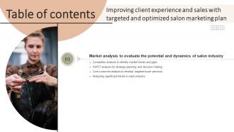 Table Of Contents For Improving Client Experience And Sales With Targeted Strategy SS V
