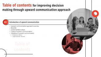 Table Of Contents For Improving Decision Making Through Upward Communication Approach
