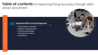 Table Of Contents For Improving Hiring Accuracy Through Data Driven Recruitment CRP DK SS