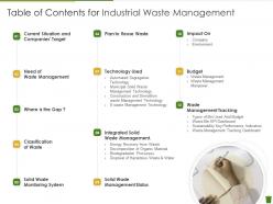 Table of contents for industrial waste management industrial waste management