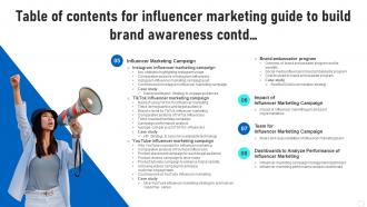 Table Of Contents For Influencer Marketing Guide To Build Brand Awareness Strategy SS V Impactful Content Ready