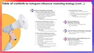 Table Of Contents For Instagram Influencer Marketing Strategy Strategy SS V Image Appealing