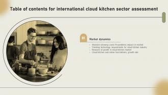 Table Of Contents For International Cloud Kitchen Sector Assessment
