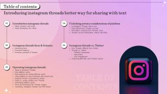 Table Of Contents For Introducing Instagram Threads Better Way For Sharing With Text AI CD V