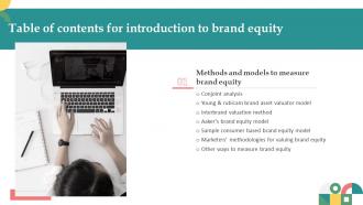 Table Of Contents For Introduction To Brand Equity