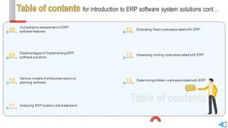 Table Of Contents For Introduction To ERP Software System Solutions System Solutions Colorful Analytical