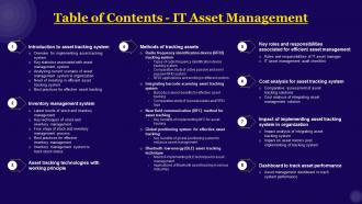 Table Of Contents For IT Asset Management Ppt Infographic Template Inspiration