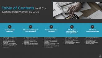 Table Of Contents For It Cost Optimization Priorities By Cios Ppt Slides Show