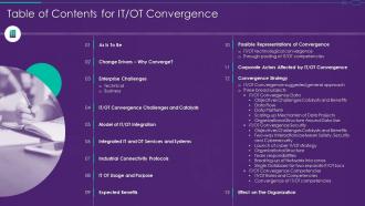 Table Of Contents For It Ot Convergence