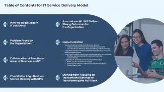 Table Of Contents For IT Service Delivery Model Ppt Mockup