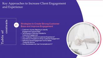 Table Of Contents For Key Approaches To Increase Client Engagement And Experience