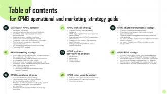 Table Of Contents For KPMG Operational And Marketing Strategy Guide Strategy SS V