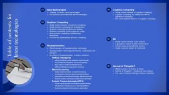 Table Of Contents For Latest Technologies Ppt Powerpoint Presentation File Shapes