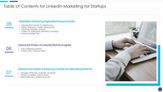 Table Of Contents For Linkedin Marketing For Startups Cont Ppt Download