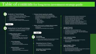 Table Of Contents For Long Term Investment Strategy Guide MKT SS V