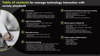 Table Of Contents For Manage Technology Interaction With Society Playbook