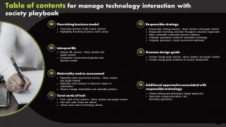 Table Of Contents For Manage Technology Interaction With Society Playbook Image Designed