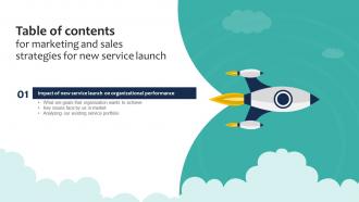 Table Of Contents For Marketing And Sales Strategies For New Service Launch