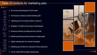 Table Of Contents For Marketing Plan Colorful Professionally