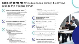 Table Of Contents For Media Planning Strategy The Definitive Guide To Drive Business Growth Strategy SS V