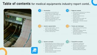 Table Of Contents For Medical Equipments Industry Report Ppt Presentation IR SS V