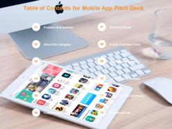 Table of contents for mobile app pitch deck