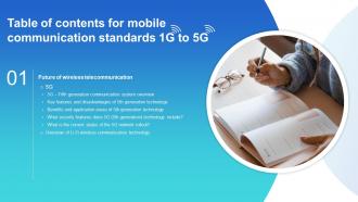 Table Of Contents For Mobile Communication Standards 1g To 5g Ppt Slides Infographics
