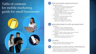 Table Of Contents For Mobile Marketing Guide For Small Businesses