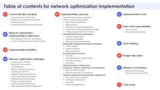 Table Of Contents For Network Optimization Implementation PPT Template ...