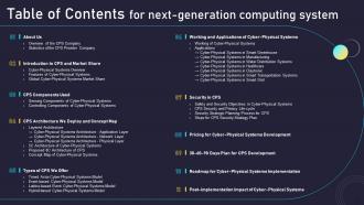 Table Of Contents For Next Generation Computing System Ppt Show Graphics Pictures