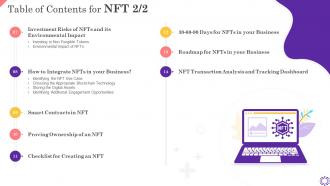 Table Of Contents For NFT Ppt Powerpoint Presentation Portfolio Images