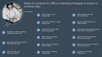 Table Of Contents For Offline Marketing Strategies To Improve Business Sales