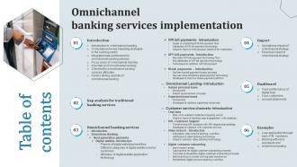 Table Of Contents For Omnichannel Banking Services Implementation