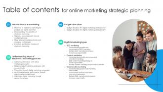 Table Of Contents For Online Marketing Strategic Planning MKT SS