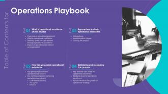 Table Of Contents For Operations Playbook