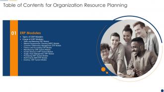 Table Of Contents For Organization Resource Planning