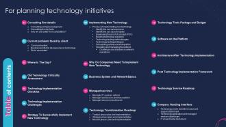 Table Of Contents For Planning Technology Initiatives Ppt Icon Display