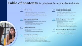 Table Of Contents For Playbook For Responsible Tech Tools Ppt Powerpoint Presentation File Sample