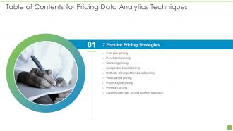 Table Of Contents For Pricing Data Analytics Techniques
