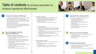Table Of Contents For Process Automation To Enhance Operational Effectiveness Strategy SS V