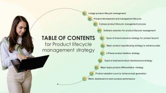 Table Of Contents For Product Lifecycle Management Strategy