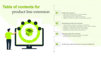 Table Of Contents For Product Line Extension Ppt Powerpoint Presentation File Graphics Download