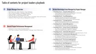 Table Of Contents For Project Leaders Playbook