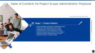 Table Of Contents For Project Scope Administration Playbook