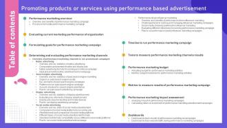 Table Of Contents For Promoting Products Or Services Using Performance Based Advertisement MKT SS V