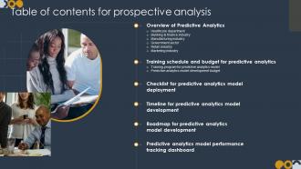 Table Of Contents For Prospective Analysis Ppt Powerpoint Presentation File Slides Customizable Analytical