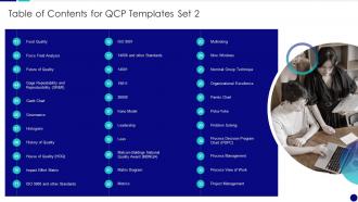 Table Of Contents For QCP Templates Set 2 Ppt Powerpoint Presentation Slides Grid