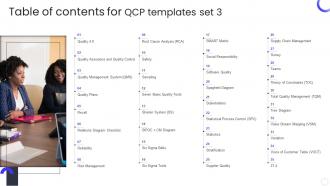 Table Of Contents For QCP Templates Set 3 Ppt Powerpoint Presentation Outline Samples
