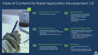 Table of contents for rapid application development